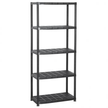 Lagerregal 5-Tier Schwarz 71x38x170 cm Kunststoff 