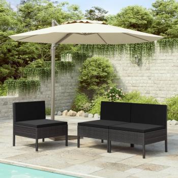 ARDEBO.de - Gartenstühle 3 Stk. mit Auflagen Poly Rattan Schwarz