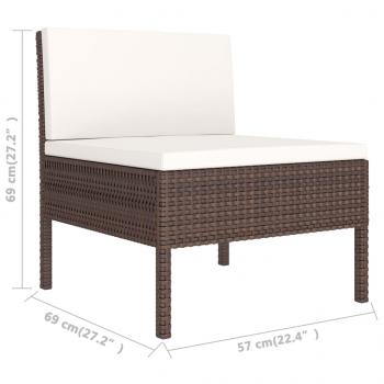 2-tlg. Garten-Lounge-Set mit Auflagen Poly Rattan Braun