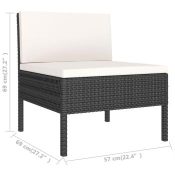 2-tlg. Garten-Lounge-Set mit Auflagen Poly Rattan Schwarz