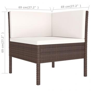 3-tlg. Garten-Lounge-Set mit Auflagen Poly Rattan Braun