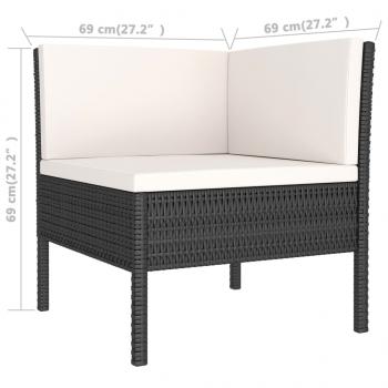 3-tlg. Garten-Lounge-Set mit Auflagen Poly Rattan Schwarz