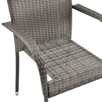 Gartenstühle Stapelbar 6 Stk. Grau Poly Rattan