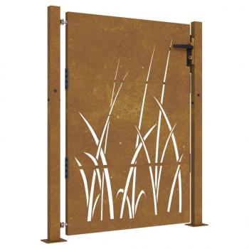 Gartentor 105x130 cm Cortenstahl Gras-Design