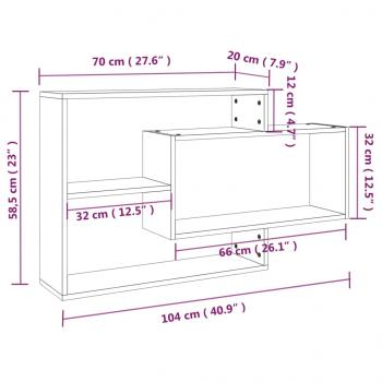 Wandregal Braun Eichen-Optik 104x20x58,5 cm Holzwerkstoff