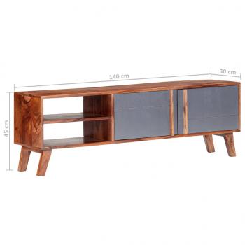 TV-Schrank Grau 140x30x45 cm Massivholz Palisander