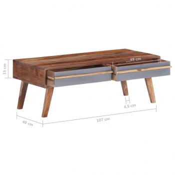 Couchtisch Grau 110x50x40 cm Massivholz Palisander