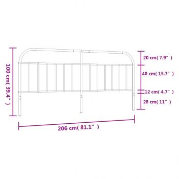 Kopfteil Metall Schwarz 200 cm