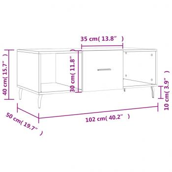 Couchtisch Weiß 102x50x40 cm Holzwerkstoff