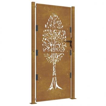 Gartentor 105x180 cm Cortenstahl Baum-Design