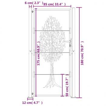 Gartentor 105x180 cm Cortenstahl Baum-Design