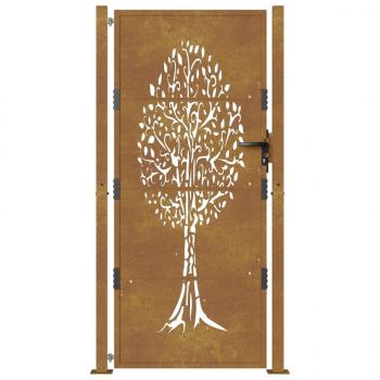 Gartentor 105x180 cm Cortenstahl Baum-Design