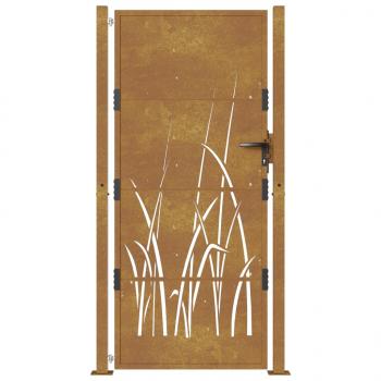 Gartentor 105x205 cm Cortenstahl Gras-Design