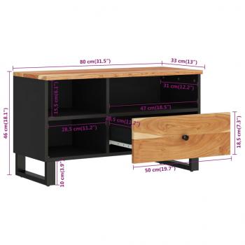 TV-Schrank 80x33x46 cm Massivholz Akazie und Holzwerkstoff