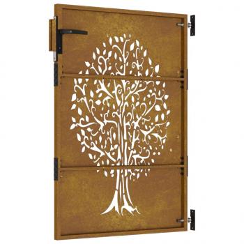 Gartentor 85x125 cm Cortenstahl Baum-Design