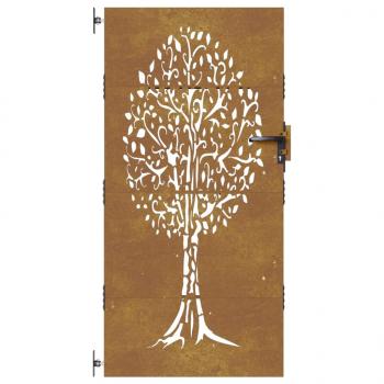 Gartentor 85x200 cm Cortenstahl Baum-Design