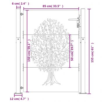 Gartentor 105x155 cm Cortenstahl Baum-Design