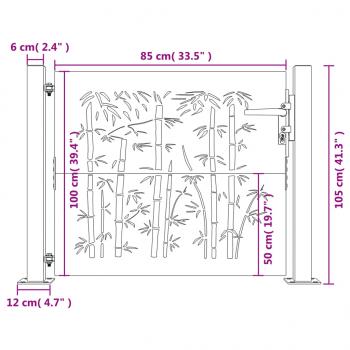 Gartentor 105x105 cm Cortenstahl Bambus-Design