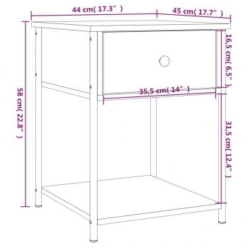 Nachttisch Braun Eichen-Optik 44x45x58 cm Holzwerkstoff