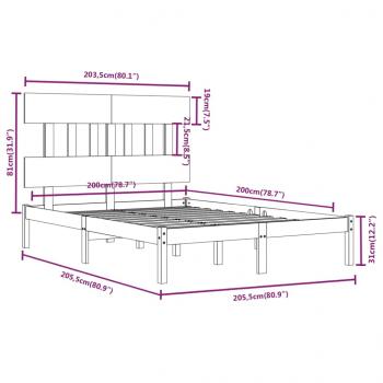 Massivholzbett Honigbraun 200x200 cm