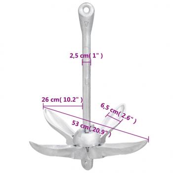 Klappanker mit Seil Silbern 8 kg Temperguss