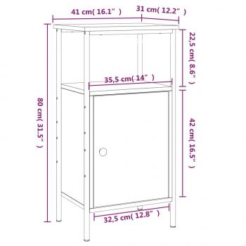 Nachttisch Braun Eichen-Optik 41x31x80 cm Holzwerkstoff