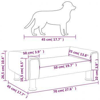 Hundebett Hellgrau 70x45x26,5 cm Samt