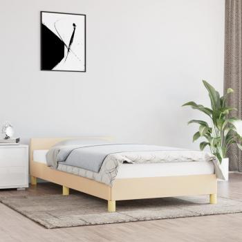 ARDEBO.de - Bettgestell mit Kopfteil Creme 90x190 cm Stoff