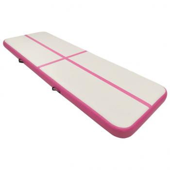 Aufblasbare Gymnastikmatte mit Pumpe 300x100x15 cm PVC Rosa