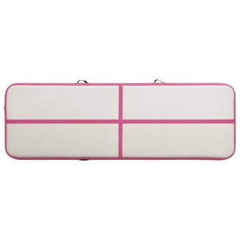 Aufblasbare Gymnastikmatte mit Pumpe 400x100x20 cm PVC Rosa