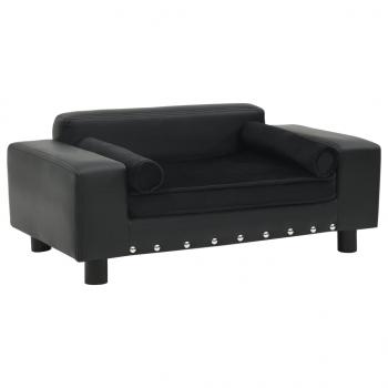 ARDEBO.de - Hundesofa Schwarz 81x43x31 cm Plüsch und Kunstleder   