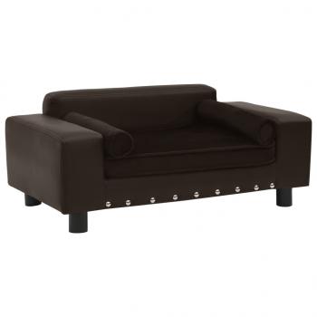 ARDEBO.de - Hundesofa Braun 81x43x31 cm Plüsch und Kunstleder   