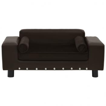 Hundesofa Braun 81x43x31 cm Plüsch und Kunstleder   