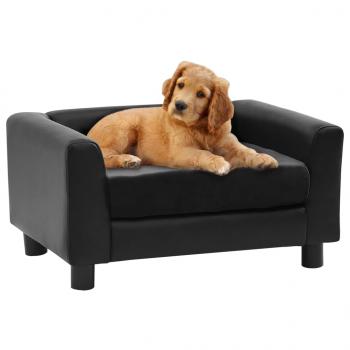 ARDEBO.de - Hundesofa Schwarz 60x43x30 cm Plüsch und Kunstleder   