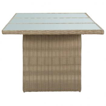 Garten-Esstisch Braun 200x100x74 cm Glas und Poly Rattan 