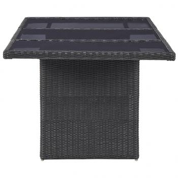 Garten-Esstisch Schwarz 200x100x74 cm Glas und Poly Rattan 