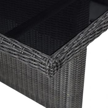 Garten-Esstisch Schwarz 200x100x74 cm Glas und Poly Rattan 