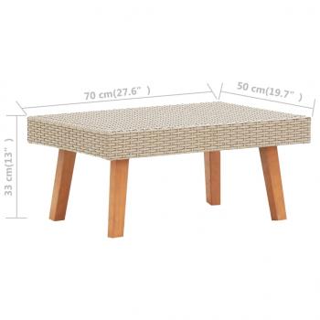 3-tlg. Garten-Lounge-Set mit Auflagen Poly Rattan Beige