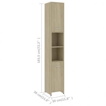 Badezimmerschrank Sonoma-Eiche 30x30x183,5 cm Holzwerkstoff