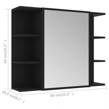 Bad-Spiegelschrank Schwarz 80x20,5x64 cm Holzwerkstoff