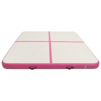 Aufblasbare Gymnastikmatte mit Pumpe 200x200x10 cm PVC Rosa