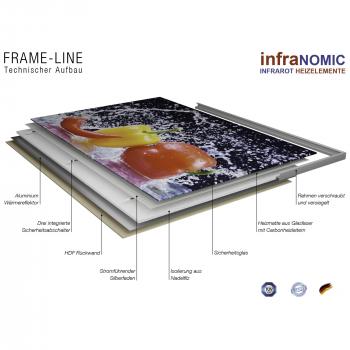 infraNOMIC GHE-S-M10-146 Frame-Line Spiegel mit Alu-Rahmen 10 mm, 900W, 1400x600 mm