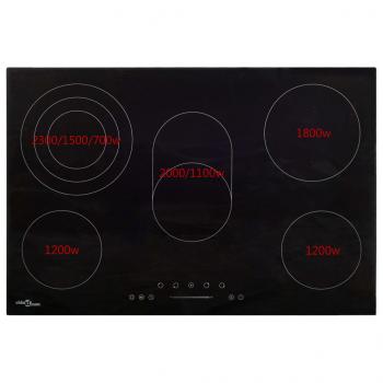 Glaskeramik-Kochfeld mit 5 Platten Touch Control 90cm cm 8500 W