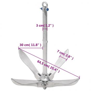 Klappanker mit Seil Silbern 12 kg Temperguss