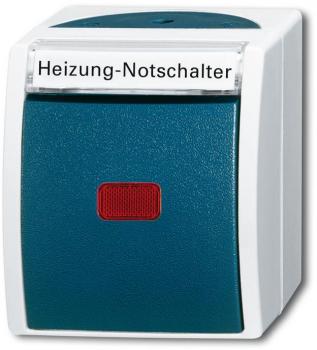 ARDEBO.de Busch-Jaeger 2601/6 SKWNH-53 Wippkontrollschalter/Heizung-Notschalter Aus- und Wechselschaltung, Grau/Blaugrün, Ocean IP44 (2CKA001085A1609)