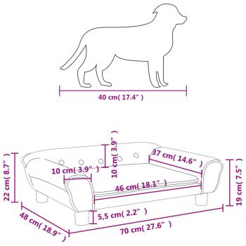 Hundebett Hellgrau 70x48x22 cm Samt