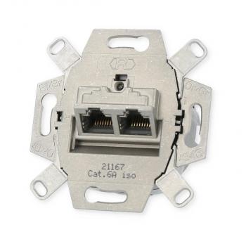 Busch-Jaeger 0218/12-101 UAE Anschlussdose, RJ45, Cat. 6a iso, geschirmt 2 Steckbuchsen, 8/8-polig (2CKA000230A0411)