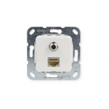 Gira 569703 Einsatz Modular Jack RJ45 Cat.6A 10 Gbit-Ethernet und SAT-F-Buchse Kupplung, SAT-F, Schneidklemme, Modular Jack, reinweiß glänzend