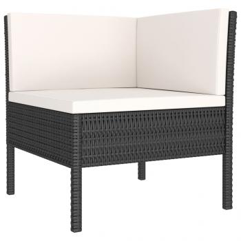 2-tlg. Garten-Lounge-Set mit Auflagen Poly Rattan Schwarz