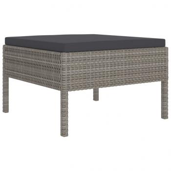 2-tlg. Garten-Lounge-Set mit Auflagen Poly Rattan Grau